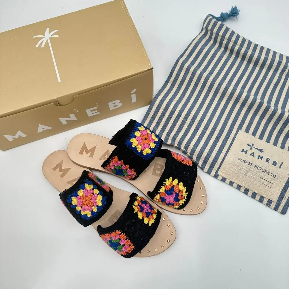 MANEBI x Evereve New in Box Crochet Double Strap Sandal // 7.5